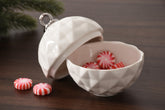 For The Holidays Small Ornament Bowl White/Silver